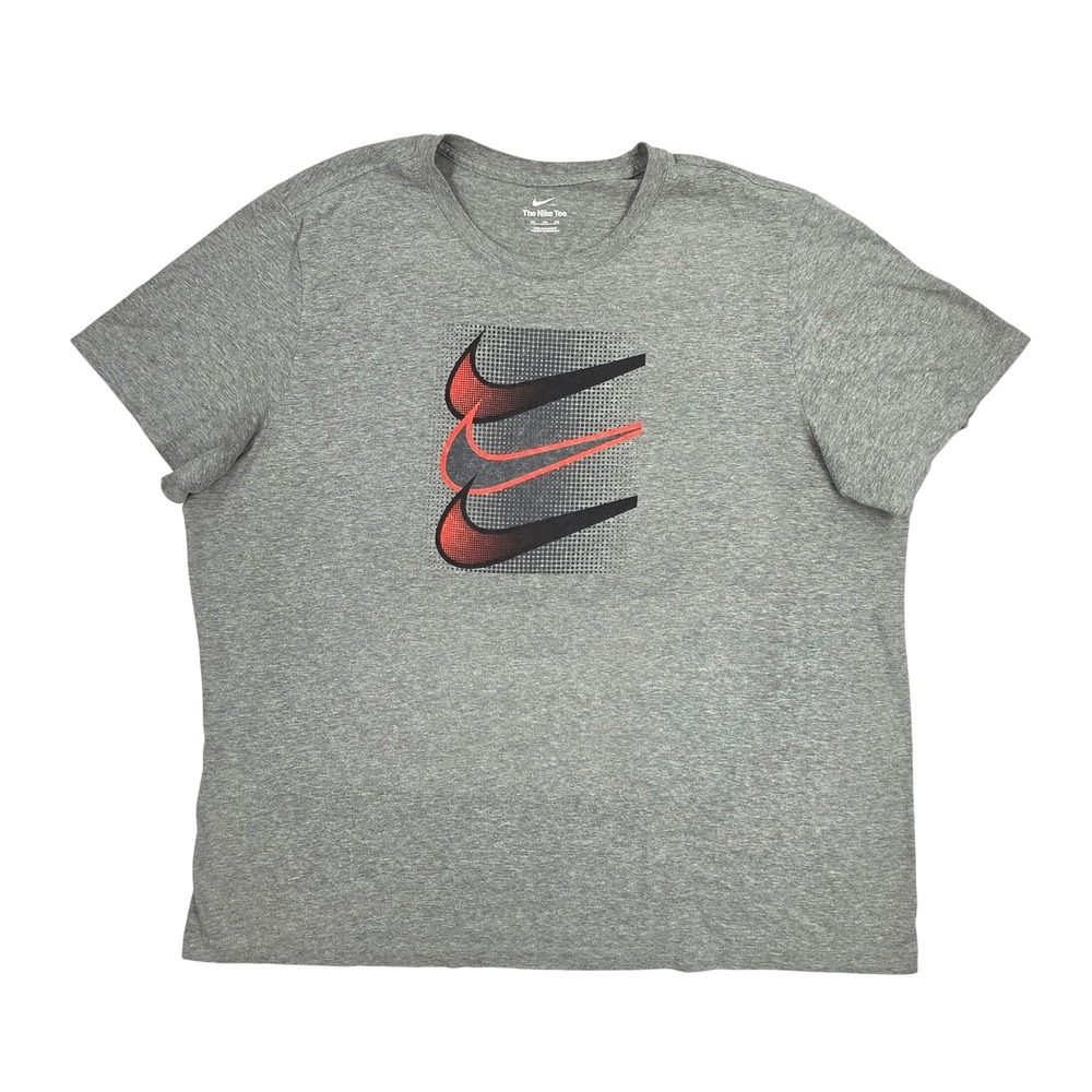 Nike Mens XXL Triple Swoosh Graphic Tee Grey Red Black Short Sleeve T-Shirt